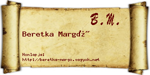 Beretka Margó névjegykártya